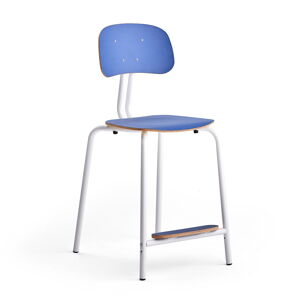 Školská stolička YNGVE, so 4 nohami, biela, modrá, V 610 mm