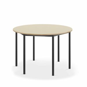 Stôl BORÅS, kruh, Ø1200x760 mm, laminát - breza, antracit