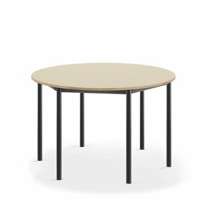 Stôl SONITUS, kruh, Ø1200x720 mm, laminát - breza, antracit