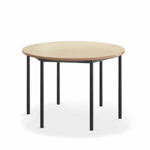 Stôl SONITUS, kruh, Ø1200x760 mm, linoleum - béžová, antracit