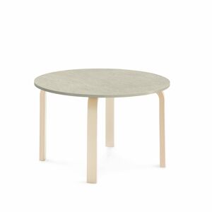 Stôl ELTON, Ø 900x530 mm, linoleum - šedá, breza