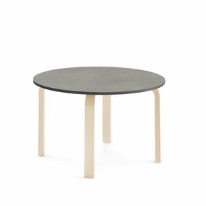 Stôl ELTON, Ø 900x530 mm, linoleum - tmavošedá, breza