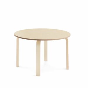 Stôl ELTON, Ø 900x530 mm, linoleum - béžová, breza