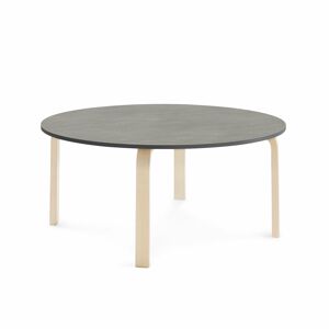 Stôl ELTON, Ø 1200x530 mm, linoleum - tmavošedá, breza