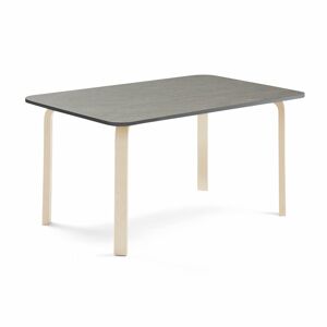 Stôl ELTON, 1400x800x640 mm, linoleum - tmavošedá, breza