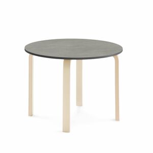 Stôl ELTON, Ø 900x640 mm, linoleum - tmavošedá, breza