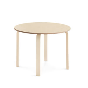 Stôl ELTON, Ø 900x640 mm, linoleum - béžová, breza