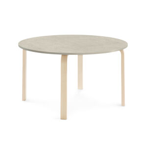 Stôl ELTON, Ø 1200x640 mm, linoleum - šedá, breza