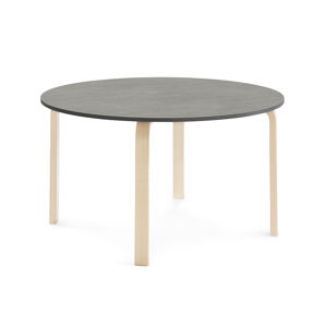 Stôl ELTON, Ø 1200x640 mm, linoleum - tmavošedá, breza