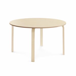 Stôl ELTON, Ø 1200x640 mm, linoleum - béžová, breza