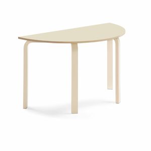 Stôl ELTON, polkruh, 1200x600x710 mm, laminát - breza, breza