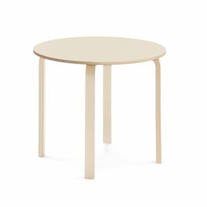 Stôl ELTON, Ø 900x710 mm, laminát - breza, breza