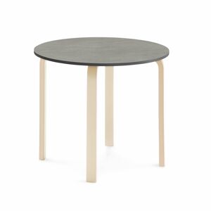 Stôl ELTON, Ø 900x710 mm, linoleum - tmavošedá, breza