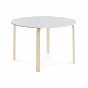 Stôl ELTON, Ø 1200x710 mm, laminát - biela, breza