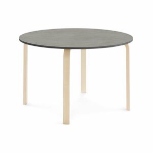 Stôl ELTON, Ø 1200x710 mm, linoleum - tmavošedá, breza
