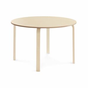 Stôl ELTON, Ø 1200x710 mm, linoleum - béžová, breza