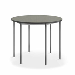 Stôl SONITUS, okrúhly, Ø 1200x900 mm, linoleum - tmavošedá, strieborná