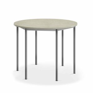 Stôl SONITUS, okrúhly, Ø 1200x900 mm, linoleum - svetlošedá, strieborná