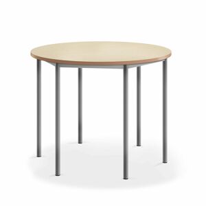 Stôl SONITUS, okrúhly, Ø 1200x900 mm, linoleum - béžová, strieborná