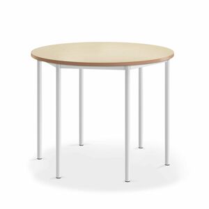 Stôl SONITUS, kruh, Ø1200x900 mm, linoleum - béžová, biela