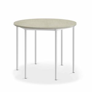 Stôl SONITUS, kruh, Ø1200x900 mm, linoleum - svetlošedá, biela