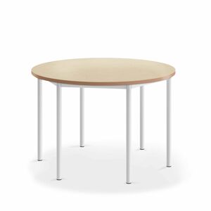 Stôl SONITUS, kruh, Ø 1200x760 mm, linoleum - béžová, biela