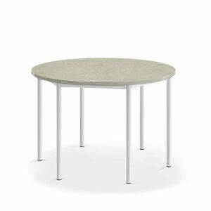 Stôl SONITUS, kruh, Ø 1200x760 mm, linoleum - svetlošedá, biela