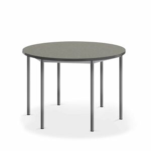Stôl SONITUS, kruh, Ø 1200x760 mm, linoleum - tmavošedá, strieborná