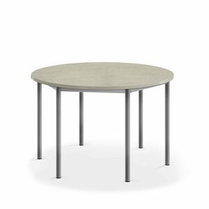 Stôl SONITUS, okrúhly, Ø 1200x720 mm, linoleum - svetlošedá, strieborná