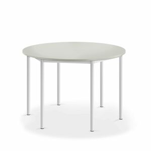 Stôl BORÅS, kruh, Ø1200x760 mm, laminát - šedá, biela
