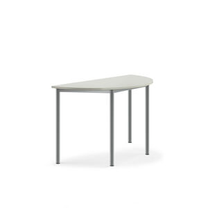 Stôl BORÅS, polkruh, 1200x600x720 mm, laminát - šedá, strieborná