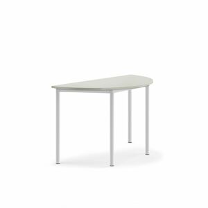 Stôl BORÅS, polkruh, 1200x600x720 mm, laminát - šedá, biela