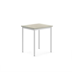 Stôl SONITUS, 700x600x760 mm, linoleum - svetlošedá, biela