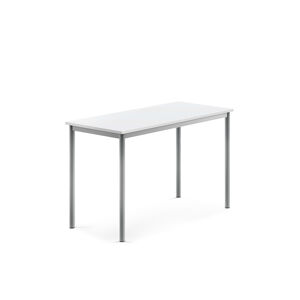 Stôl SONITUS, 1200x600x760 mm, laminát - biela, strieborná