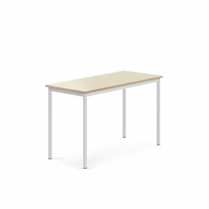 Stôl SONITUS, 1200x600x760 mm, laminát - breza, biela