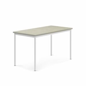 Stôl SONITUS, 1400x700x760 mm, linoleum - svetlošedá, biela