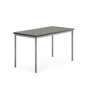 Stôl SONITUS, 1400x700x760 mm, linoleum - tmavošedá, strieborná
