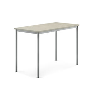 Stôl SONITUS, 1400x700x900 mm, linoleum - svetlošedá, strieborná