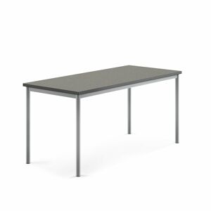 Stôl SONITUS, 1600x700x720 mm, linoleum - tmavošedá, strieborná