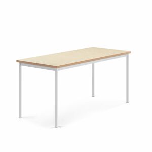 Stôl SONITUS, 1600x700x720 mm, linoleum - béžová, biela