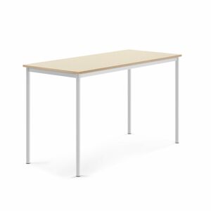 Stôl SONITUS, 1600x700x900 mm, akustický HPL - breza, biela