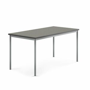 Stôl SONITUS, 1600x800x760 mm, linoleum - tmavošedá, strieborná
