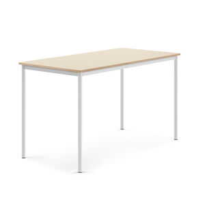 Stôl SONITUS, 1600x800x900 mm, laminát - breza, biela