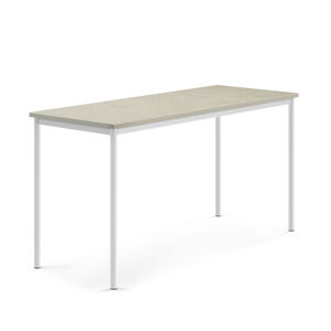 Stôl SONITUS, 1800x700x900 mm, linoleum - svetlošedá, biela