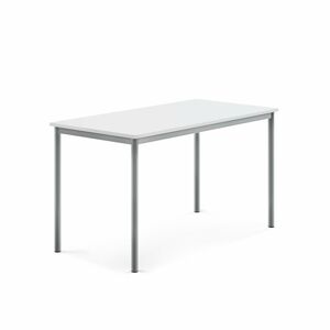 Stôl BORÅS, 1400x700x760 mm, laminát - biela, strieborná