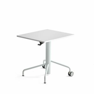 Výškovo nastaviteľný stôl ARISE, 600x700 mm, akustický laminát - biela, biela