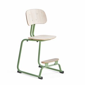 Školská stolička YNGVE, podnož s klzákmi, zelená, jaseň, V 520 mm