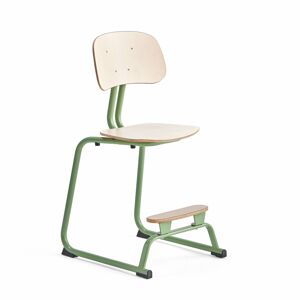 Školská stolička YNGVE, podnož s klzákmi, zelená, breza, V 520 mm