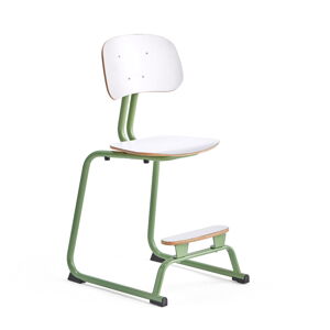 Školská stolička YNGVE, podnož s klzákmi, zelená, biela, V 520 mm