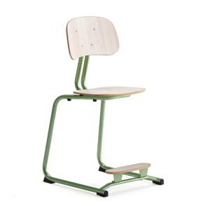 Školská stolička YNGVE, podnož s klzákmi, zelená, jaseň, V 500 mm